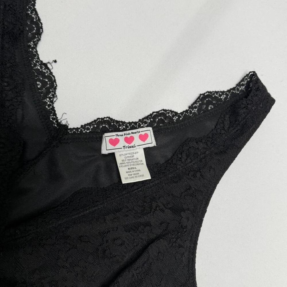 Trixxi Vintage Black Lace Baby Doll Maxi Dress Plunging V Neckline size large - Picture 6 of 8